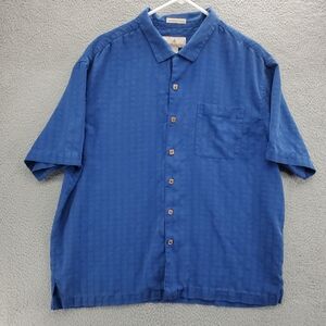 Paradise Collection Tropical Camp Shirt Mens XL Washable Silk Blue Short Sleeve